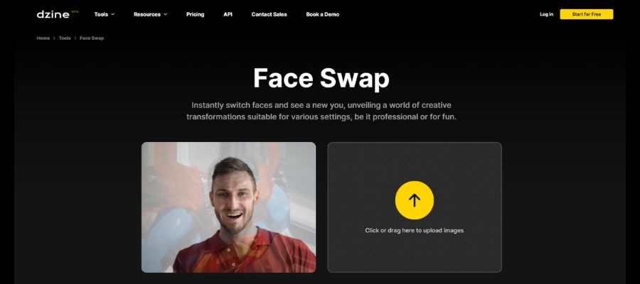 Dzine ai face swapping tool